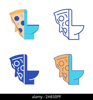 Eating disorder icon set in flat and line style. Bulimia symbol. Vector illustration. Stock Vector