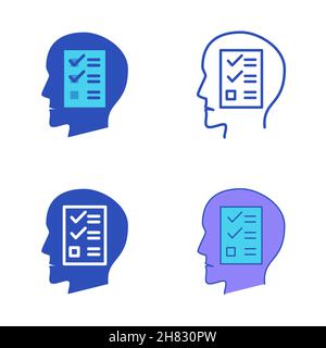 Obsessive-compulsive disorder icon set in flat and line style. OCD symbol. Mental illness. Vector illustration. Stock Vector