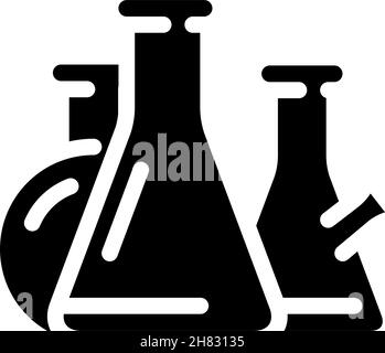 flasks lab tools glyph icon vector illustration Stock Vector