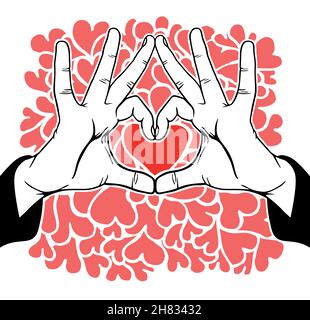 Hands symbolic love, vector illustration Stock Vector