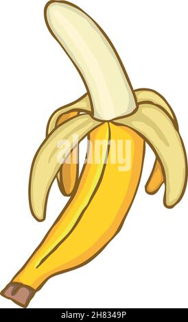 Painted peeled banana, vector illustration Stock Vector