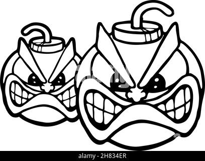 Two angry bombs, vector illustration Stock Vector