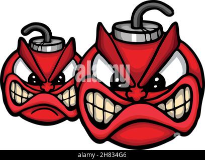 Two angry bombs, vector illustration Stock Vector