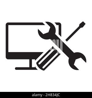 Concept of customer support, service for computer, telephone and smart home. Simple icon isolated on white background Stock Vector