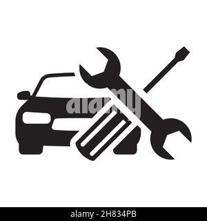 Concept of customer service, car and transport support. Simple icon isolated on white background. Stock Vector