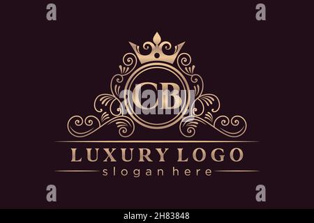 CB Initial Letter Gold calligraphic feminine floral hand drawn heraldic monogram antique vintage style luxury logo design Premium Stock Vector