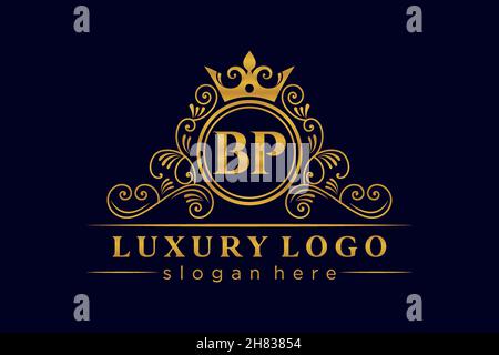 BP Initial Letter Gold calligraphic feminine floral hand drawn heraldic monogram antique vintage style luxury logo design Premium Stock Vector