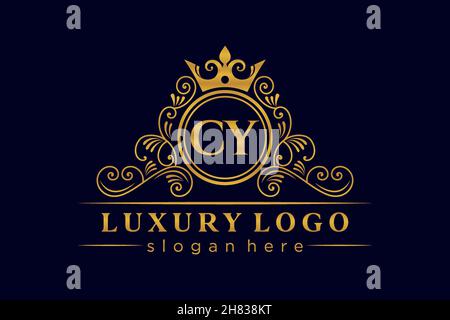 CY Initial Letter Gold calligraphic feminine floral hand drawn heraldic monogram antique vintage style luxury logo design Premium Stock Vector