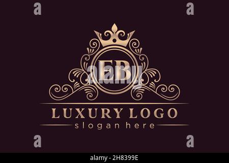 EB Initial Letter Gold calligraphic feminine floral hand drawn heraldic monogram antique vintage style luxury logo design Premium Stock Vector