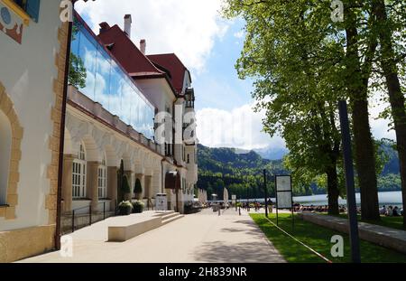The Museum of the Bavarian Kings in Hohenschwangau in the scenic bavarian Alps by gorgeous lake Alpsee in Allgaeu, Bavaria, Germany Stock Photo