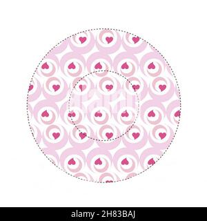 Plate with ornament for decoration purposes isolated over white background illustration. Textured decor round icon, circle with hearts pattern Stock Photo