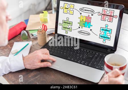 Partnership concept shown on a laptop screen Stock Photo