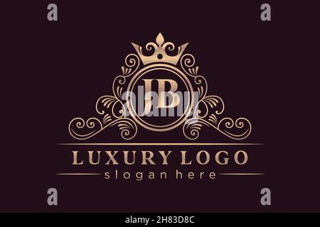 JB Initial Letter Gold calligraphic feminine floral hand drawn heraldic monogram antique vintage style luxury logo design Premium Stock Vector