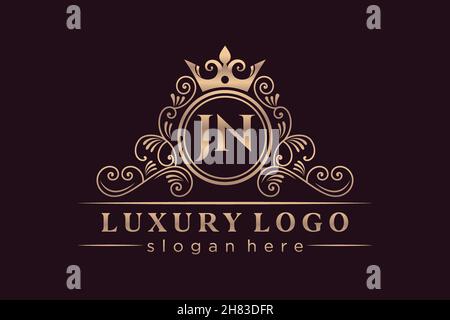 JN Initial Letter Gold calligraphic feminine floral hand drawn heraldic monogram antique vintage style luxury logo design Premium Stock Vector