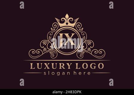JX Initial Letter Gold calligraphic feminine floral hand drawn heraldic monogram antique vintage style luxury logo design Premium Stock Vector