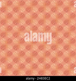 Abstract vector seamless background in coral color. Red and white staggered curls. Stock Vector