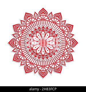 Mandala. Ethnic decorative elements. Hand drawn background. Lace 3D mandala, round symmetrical openwork pattern, lacy doily, decorative ornament, Stock Vector