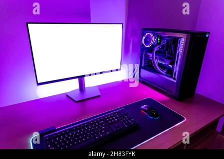 Modern Gaming Computer Mockup With Blue Light Background And Sleek Design, Pc  Gamer, Gaming Pc, Gaming Room Background Image And Wallpaper for Free  Download