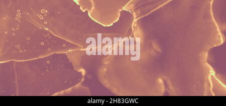 Ink Gold Marble. Orange Luxury Effect. Red Art Stock Photo