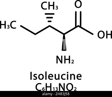 Isoleucine molecular structure. Isoleucine skeletal chemical formula. Chemical molecular formula vector illustration Stock Vector