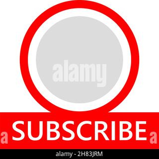 Red avatar frame with follow button. Web subscribe design element for social media webpage. Social button template for video channel Stock Vector