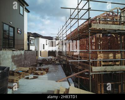 AUCKLAND, NEW ZEALAND - Oct 20, 2021: A modern house being constructed in Howick, Auckland, New Zealand Stock Photo