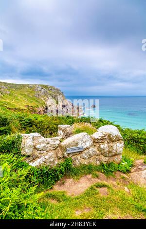 St. Levan's Holy Well near Porthcurno above Porthchapel beach along the South West Coast Path, Cornwall, UK Stock Photo