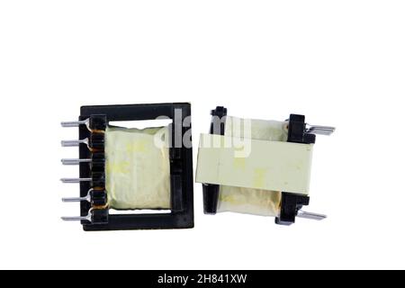 Power switch transformer isolated on white Stock Photo