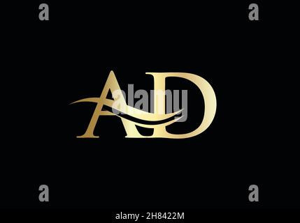 AD Letter Linked Logo for business and company identity. Initial Letter AD Logo Vector Template. Stock Vector