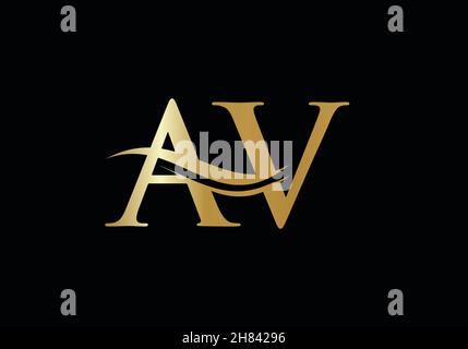 Golden AV a v letter design logo logotype concept with serif font and  elegant style. Vector illustration icon with letters A and V Stock Vector  Image & Art - Alamy