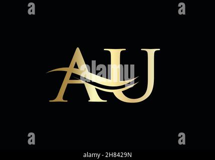 Initial AU letter business logo design vector template with minimal and modern trendy. AU logo design for business Stock Vector