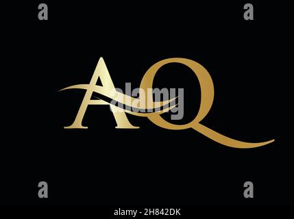 Water Wave AQ Logo Vector. Swoosh Letter AQ Logo Design for business and company identity. Stock Vector