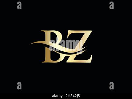 BZ Logo design vector. Swoosh letter BZ logo design Stock Vector