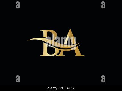 Premium Letter BA Logo Design with water wave concept. Stock Vector