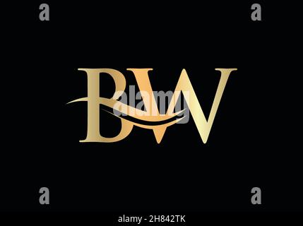 Initial BW letter business logo design vector template with minimal and modern trendy. Stock Vector