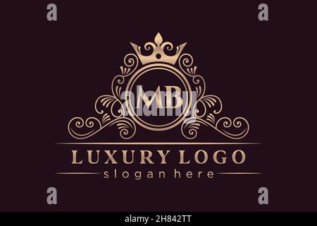 MB Initial Letter Gold calligraphic feminine floral hand drawn heraldic monogram antique vintage style luxury logo design Premium Stock Vector