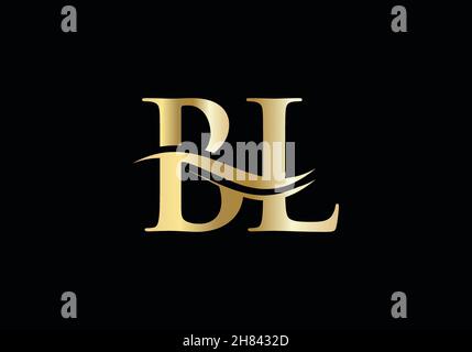 Initial BL letter linked logo vector template. Swoosh letter BL logo design. BL Logo design vector Stock Vector
