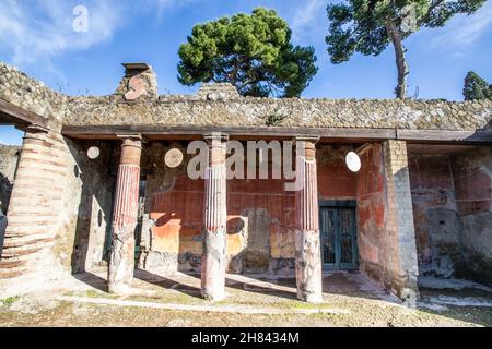 Casa della Gemma or House of the Gem, Ercolano, Roman ruins of Herculaneum, Naples, Italy Stock Photo
