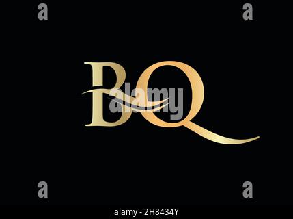 Swoosh Letter BQ Logo Design for business and company identity. Water Wave BQ Logo with modern trendy Stock Vector