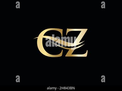 CZ Logo design vector. Swoosh letter CZ logo design Stock Vector