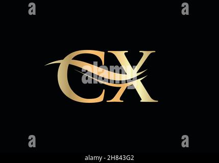 Monogram letter CX logo design Vector. CX letter logo design with modern trendy Stock Vector