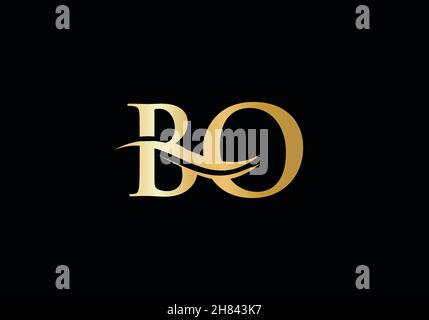Initial Gold BO letter logo design with modern trendy Stock Vector