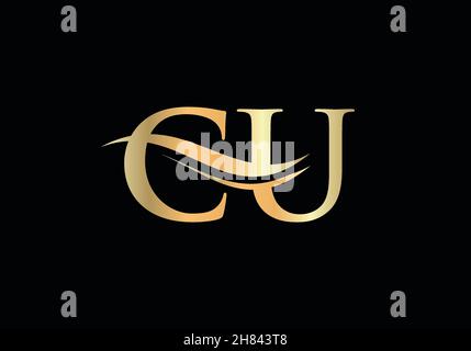 Premium letter CU logo with an elegant corporate identity template ...