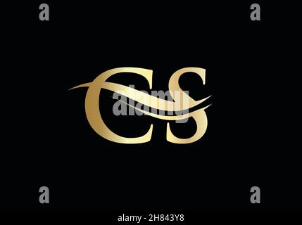 Water Wave CS Logo Vector. Swoosh Letter CS Logo Design for business and company identity. Stock Vector