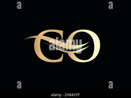 Initial Gold CO letter logo design with modern trendy. CO logo design Stock Vector
