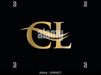 Initial CL letter linked logo vector template. Swoosh letter CL logo design. CL Logo design vector Stock Vector