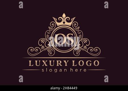 OS Initial Letter Gold calligraphic feminine floral hand drawn heraldic monogram antique vintage style luxury logo design Premium Stock Vector