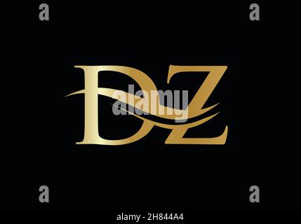 DZ Logo design vector. Swoosh letter DZ logo design Stock Vector