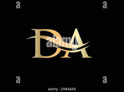 Premium Letter DA Logo Design with water wave concept. Stock Vector