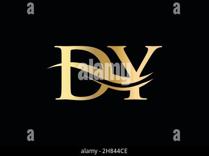 Initial DY letter linked logo vector template. Swoosh letter DY logo design. DY Logo design vector Stock Vector
